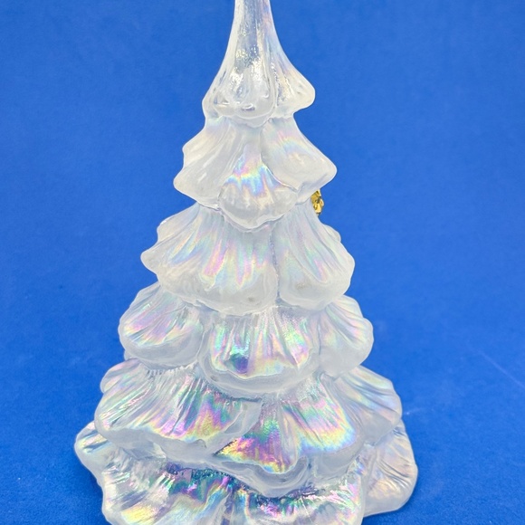 Fenton Art Glass Iridescent Christmas Tree w Gold Partridge Bird 6.25" Boxed - Picture 6 of 10